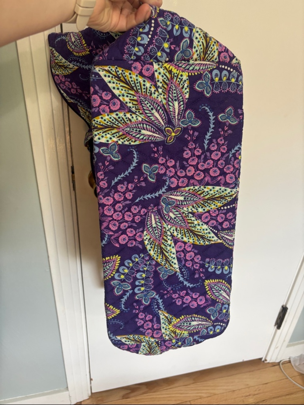 Vera Bradley Purple Floral Quilted Tote with Multicolor Leaf Pattern - Picture 7 of 9